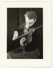 1950s DRAMATIC deckle edged CURLY HAIRED HANDSOME VIOLIN player nice light PHOTO picture