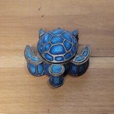 Vintage Hand Painted Ceramic Sea Turtle Trinket Box Turquoise & Gold Jewelry Box picture