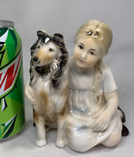 Vintage Girl with Collie Dog Porcelain Figure 5.25