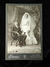 Antique Photo Edwardian Cabinet Card Wedding Portrait 1900s St Louis Missouri  picture