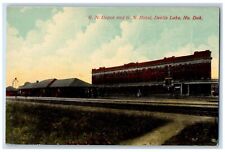 c1910's G.N. Depot And G.N Hote Devils Lake North Dakota ND Antique Postcard picture