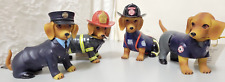 Lot of 4 DACHSHUNDs HAMILTON COLLECTION Fur-ever Firefighter Dogs - Complete Set picture