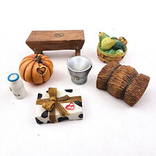 Vintage Marys Moo Moos Miniature Accessories Milk Bucket Bench Pumpkin 7 pc picture