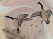 Vintage Royal Crown 3933 Porcelain Ash Tray, Canadian Geese Flying Over A Pond picture