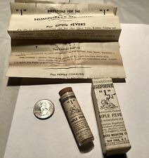 1940’s Humphrey’s Homeopathic Med.#1” SIMPLE FEVERS” Mint In Box Full Contents picture