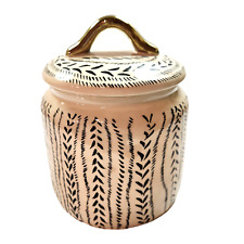 Aztec by Ciroa Stoneware Australia Design with Gold Accent Lidded Jar Canister picture