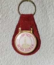 Vintage Keychain SEARS TOWER CHICAGO Key Ring Suede Leather Fob HIT USA MADE picture