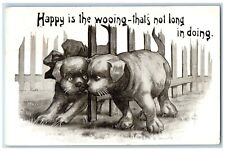 Kenmare ND Postcard Puppy Dogs Happy Is The Wooing That's Not Long In Doing picture