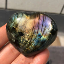 1pc Natural rainbow labradorite heart quartz crystal carved gem reiki 50g+ picture
