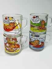 Vintage Lot 1978-80 McDonalds Garfield Odie Glass Coffee Mug Set of 4 Glasses picture