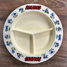 Vintage DEKA the SMURFS Plastic Divided Plate Made in USA Approx. 9.5