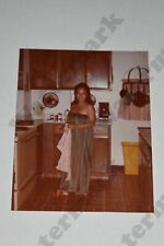 candid of busty brunette woman in dress VINTAGE PHOTOGRAPH  Gr picture