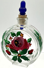 Vintage Handpainted German Glass Snuff Bottle Cork Plastic Stopper  picture