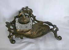 Antique Art Nouveau Brass Lilly Of The Valley Butterfly Footed Inkwell  picture