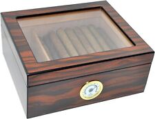 Cigar Box Humidor Desktop Humidifier Spanish Cedar Rosewood Finish 25-50 Cigars picture