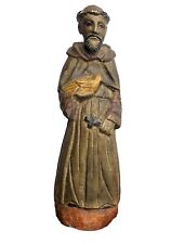 Antique St Saint Francis Plaster Statue Figure 12.5” Tall Approx. picture