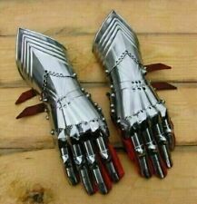 Medieval Steel Gauntlets Late Gothic Knight Finger Gloves SCA LARP Armor picture