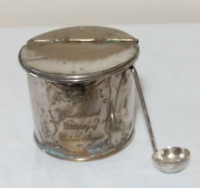 SUGAR Bowl +Spoon The Finest Quality of Cuban... Tarnish Silverplate Broke Hinge picture