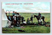 PMC Postcard Ranching in the Canadian West Group of Cowboys Horses at Camp picture