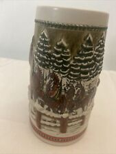 1984 Budweiser Clydesdale Christmas Holiday Stein Mug Covered Bridge picture