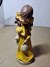 Vintage Chalkware Girl Figurine Yellow Dress 12