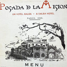 Vintage 1950s Balsa Hotel Del Prado Mission Inn Restaurant Menu Taxco Guerrero picture