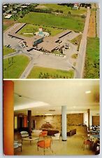 Edinburg Texas~Echo Motor Hotel Birdseye & Lobby Interior~Roadside Motel~1962 PC picture
