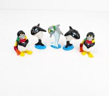 Vintage Sea World PVC Figures Lot Of 5 Shamu Orca Penguins Cake Toppers 1987 picture