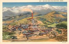 Washoe Smelter Anaconda Montana MT Colored Linen Postcard 30s 40s picture