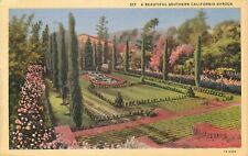 Linen Postcard CA G483 1944 Cancel A Beautiful Southern California Garden Flower picture