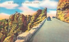 Postcard CO Timberline Trail Ridge Road Automobiles Cliffs Highway Brick Wall picture