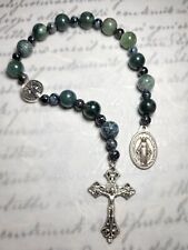 Handmade Miraculous Medal Decade Rosary Prayer Beads Jasper S. Benedict Crucifix picture