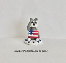 Hand Crafted Miniature Polymer Clay Patriotic Schnauzer Figurine picture