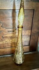 MCM Empoli Glass Amber Genie Bottle Decanter with Hobnail Stopper 22” picture