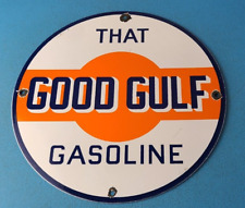 VINTAGE GULF GASOLINE PORCELAIN GAS OIL SERVICE STATION PUMP PLATE OIL RACK SIGN picture