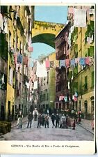 Italy Genova - Via Madre di Dio e Ponte di Carignano old postcard picture