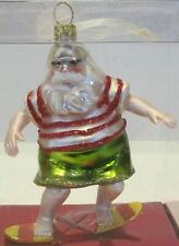 NEW Hawaiian Surfer Santa Claus Glass Christmas Tree Ornament  Catch a Wave picture