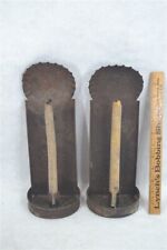 candle wall sconce pr tin 13 x 4 smoke bell top 18th 19th c original antique  picture