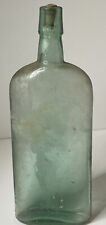 Antique AQUA COLORED  FLASK HALF PINT With Cork 2B picture