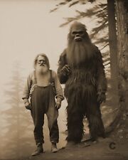 Sasquatch Bigfoot & Woodsman 1911 Photo Olympic Peninsula Cryptid Folklore 8X10 picture
