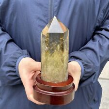 1.98LB TOP natural smoky citrine quartz obelisk crystal wand point reiki +Stand picture