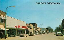 Postcard 1960s Wisconsin Barron 1960s autos Street Scene Brown 22-12870 picture