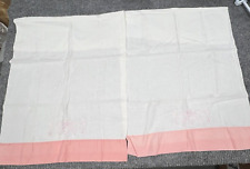VTG Hand Embroidered Set Of 2 White Pink Linen Pillowcases Floral Cottagecore picture