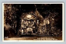 RPPC Night Scene Grotto Altar Sanctuary Sorrowful Mother Indiana Old Postcard picture