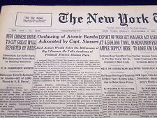 1945 NOV 9 NEW YORK TIMES - OUTLINING OF ATOMIC BOMBS ADVOCATED STASSEN - NT 266 picture