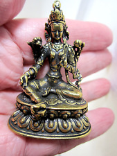 Bronze or Silver tone Green Tara Tibetan Buddhist Statue  2.5