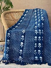 Indigo Mud cloth 100% Cotton Throw Blanket Hand Block Print For Couch/bed/Sofa picture