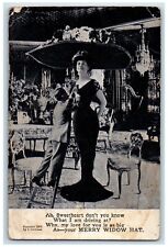 c1910's Tall Woman Merry Widow Hat Man Climb Ladder Logan VA Antique Postcard picture