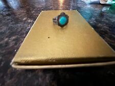 Very Small Antique Zuni Baby Ring, Turquoise and Sterling Silver - ca 1930-1950 picture