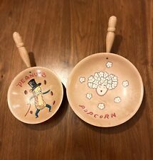 Set Pair NASCO Vintage Mid Century  Potato Chips Peanuts  Wood Bowls Japanese picture